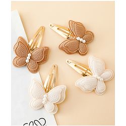Babyhug Free Size Snap Clips With Butterfly Applique Pack Of 4 - Multicolor