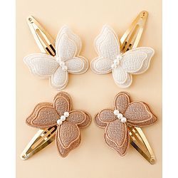 Babyhug Free Size Snap Clips With Butterfly Applique Pack Of 4 - Multicolor