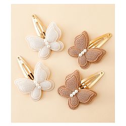 Babyhug Free Size Snap Clips With Butterfly Applique Pack Of 4 - Multicolor