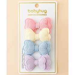 Babyhug Free Size Bow & Butterfly Clips Pack Of 4 - Multicolor
