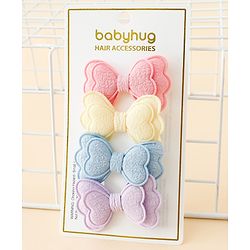 Babyhug Free Size Bow & Butterfly Clips Pack Of 4 - Multicolor
