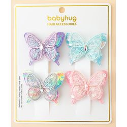Babyhug Free Size Butterfly Clips Pack of 4 - Multicolor