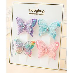 Babyhug Free Size Butterfly Clips Pack of 4 - Multicolor