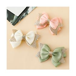 Babyhug  Free Size Bow Clips Pack of 3 - Pink white & Green