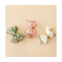 Babyhug  Free Size Bow Clips Pack of 3 - Pink white & Green