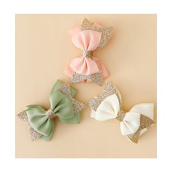 Babyhug  Free Size Bow Clips Pack of 3 - Pink white & Green