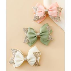 Babyhug  Free Size Bow Clips Pack of 3 - Pink white & Green
