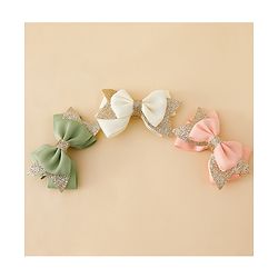 Babyhug  Free Size Bow Clips Pack of 3 - Pink white & Green