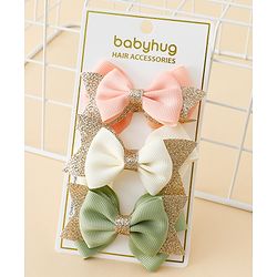 Babyhug  Free Size Bow Clips Pack of 3 - Pink white & Green