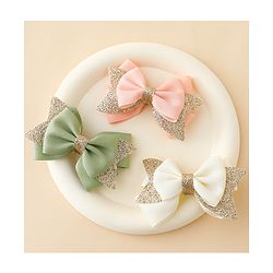 Babyhug  Free Size Bow Clips Pack of 3 - Pink white & Green