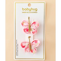 Babyhug Free Size Bow & Butterfly Clips Pack Of 2 - Pink