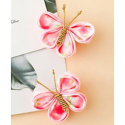 Babyhug Free Size Bow & Butterfly Clips Pack Of 2 - Pink