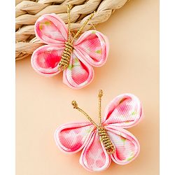 Babyhug Free Size Bow & Butterfly Clips Pack Of 2 - Pink