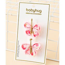 Babyhug Free Size Bow & Butterfly Clips Pack Of 2 - Pink