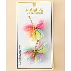 Babyhug Free Size Bow & Butterfly Clips Pack Of 2 - Pink