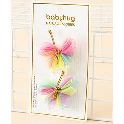 Babyhug Free Size Bow & Butterfly Clips Pack Of 2 - Pink