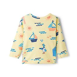Babyhug 100% Cotton Knit Full Sleeves Front Open Jhablas with Nautical Theme Print Pack of 3 - Yellow Navy & Light Blue