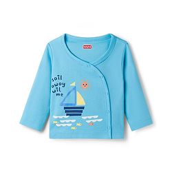 Babyhug 100% Cotton Knit Full Sleeves Front Open Jhablas with Nautical Theme Print Pack of 3 - Yellow Navy & Light Blue