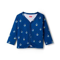 Babyhug 100% Cotton Knit Full Sleeves Front Open Jhablas with Nautical Theme Print Pack of 3 - Yellow Navy & Light Blue