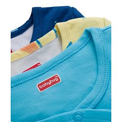 Babyhug 100% Cotton Knit Full Sleeves Front Open Jhablas with Nautical Theme Print Pack of 3 - Yellow Navy & Light Blue