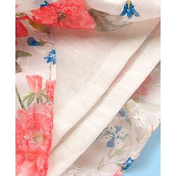 Babyhug Cotton Woven Half Sleeves Frock With Floral Print - White