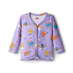 Babyhug Interlock Knit Jhablas With Vehicle Print Pack Of 3 - Purple Light Blue & White
