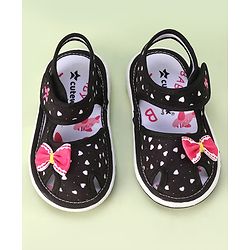 Cute Walk by Babyhug Velcro Closure Sandals with Bow Applique & Heart Print - Pink