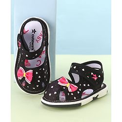 Cute Walk by Babyhug Velcro Closure Sandals with Bow Applique & Heart Print - Pink