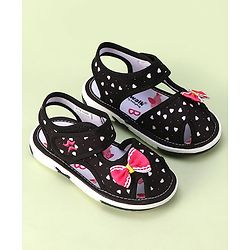 Cute Walk by Babyhug Velcro Closure Sandals with Bow Applique & Heart Print - Pink