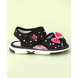 Cute Walk by Babyhug Velcro Closure Sandals with Bow Applique & Heart Print - Pink