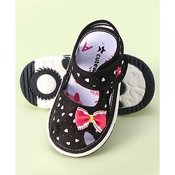 Cute Walk by Babyhug Velcro Closure Sandals with Bow Applique & Heart Print - Pink