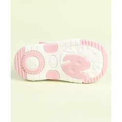 Cute Walk by Babyhug Velcro Closure Sandals Elephant Patch & Stripes - Pink