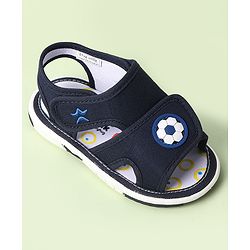 Cute Walk by Babyhug Velcro Closure Sandals With Football Applique - Navy Blue
