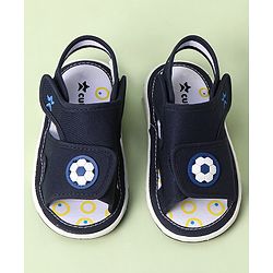 Cute Walk by Babyhug Velcro Closure Sandals With Football Applique - Navy Blue