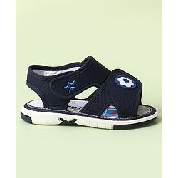 Cute Walk by Babyhug Velcro Closure Sandals With Football Applique - Navy Blue