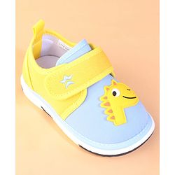 Cute Walk by Babyhug Casual Shoes With Velcro Closure & Dino Applique - Yellow