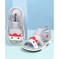 Cute Walk by Babyhug Sandals With Face Applique & Velcro Closure - Grey