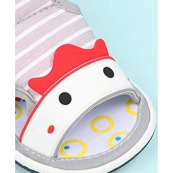 Cute Walk by Babyhug Sandals With Face Applique & Velcro Closure - Grey