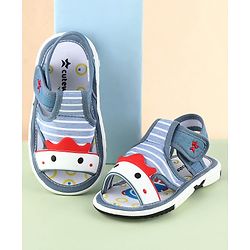 Cute Walk by Babyhug Sandals With Face Applique & Velcro Closure - Grey