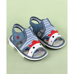 Cute Walk by Babyhug Sandals With Face Applique & Velcro Closure - Grey