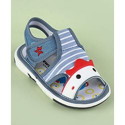 Cute Walk by Babyhug Sandals With Face Applique & Velcro Closure - Grey