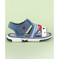 Cute Walk by Babyhug Sandals With Face Applique & Velcro Closure - Grey