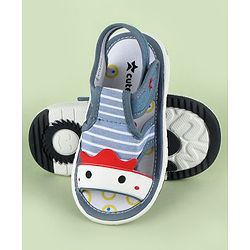 Cute Walk by Babyhug Sandals With Face Applique & Velcro Closure - Grey