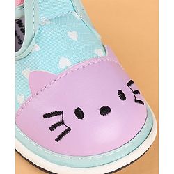 Cute Walk by Babyhug Velcro Closure Casual Shoes with Heart Print & Embroidery - Aqua Blue