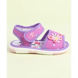 Cute Walk by Babyhug Velcro Closure Sandals with Butterfly Applique - Purple