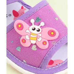 Cute Walk by Babyhug Velcro Closure Sandals with Butterfly Applique - Purple