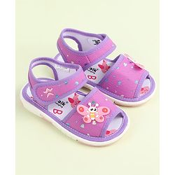 Cute Walk by Babyhug Velcro Closure Sandals with Butterfly Applique - Purple