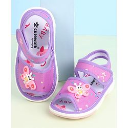 Cute Walk by Babyhug Velcro Closure Sandals with Butterfly Applique - Purple