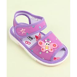 Cute Walk by Babyhug Velcro Closure Sandals with Butterfly Applique - Purple