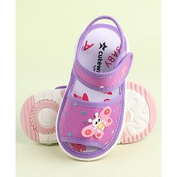 Cute Walk by Babyhug Velcro Closure Sandals with Butterfly Applique - Purple